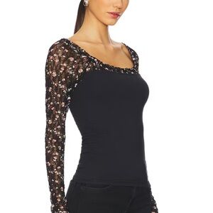 New! Free People Josie Lace long Sleeve Top .